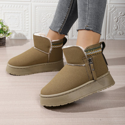 Side Zipper Thick Sole Height Increasing Snow Boots For Women