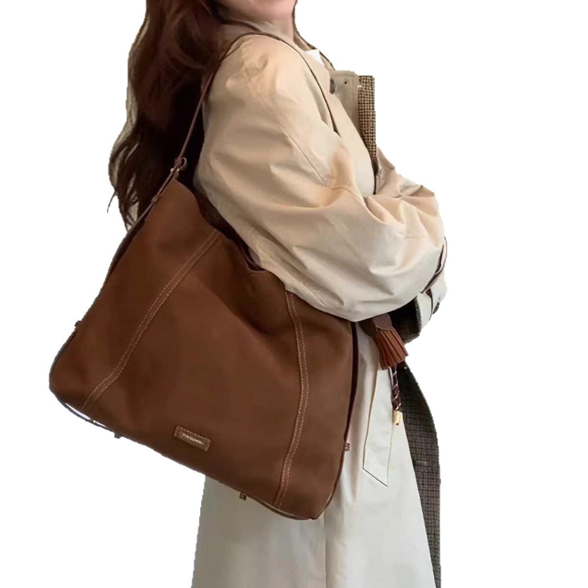 Sac messager en cuir souple et daim de haute qualité, grande capacité et au design épuré