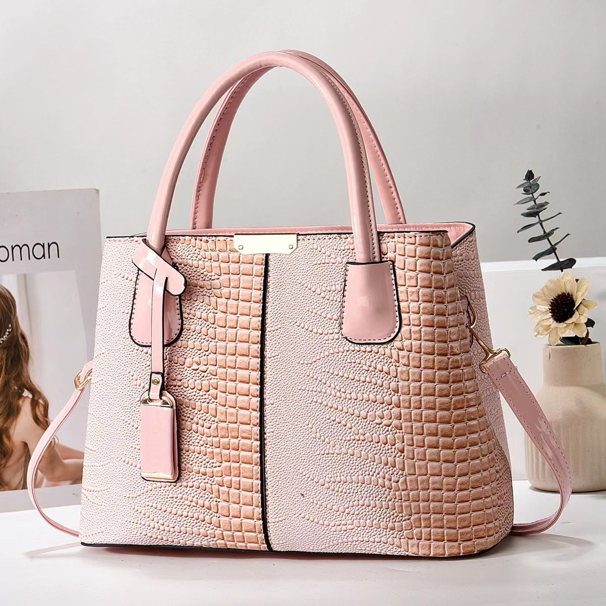 Sac à main pour femme grande capacité, tendance et texturé